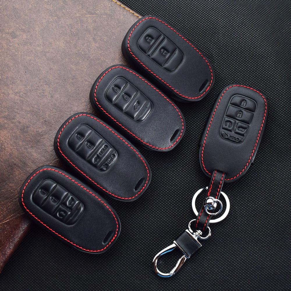 Leather Car Key Cover Bag For Honda Cr-V Crv Civic Accord Pilot Hr-V Pilot Sport Remote Fobs Shell Case Accessory