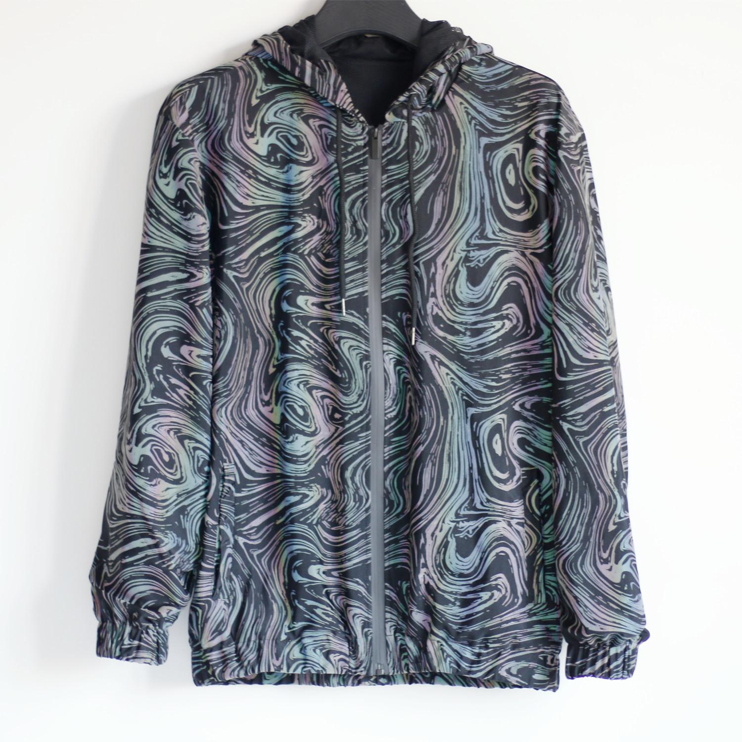 

Светоотражающая куртка Dazzle Color для Европы и США, мужская трикотажная дышащая куртка-стайл с капюшоном XXXL чёрный