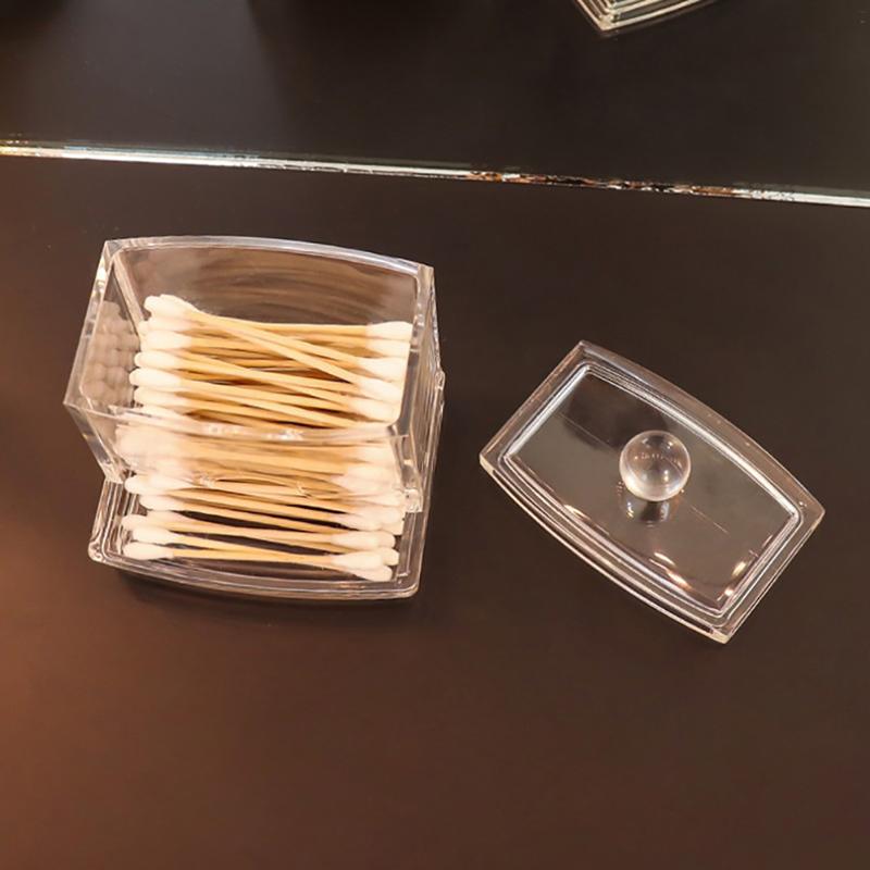 Acrylic Cotton Swabs Storage Holder Box Portable Transparent Makeup Cotton Pad