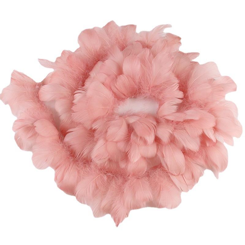 1 Beige Medium Feather Cloth With Feather Cloth Strips Goose Feather Diy Clothing Lighting Accessories Crafts Decoration