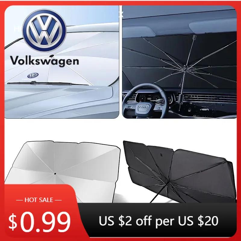 For VOLKSWAGEN VW 2025 Hot Car Sunshade Retractable Sunscreen Heat Insulation Front Windshield Parasol For Volkswagen VW GTI Gol QC3