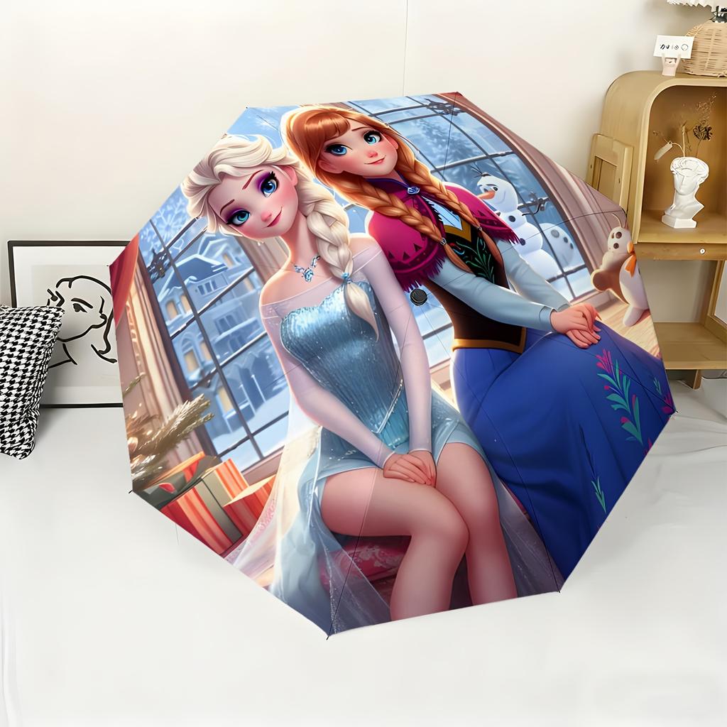1pc Disney Frozen Princess Series Automatic Umbrella, All-weather Dual-purpose Umbrella Suitable for All Occasions, Portable F