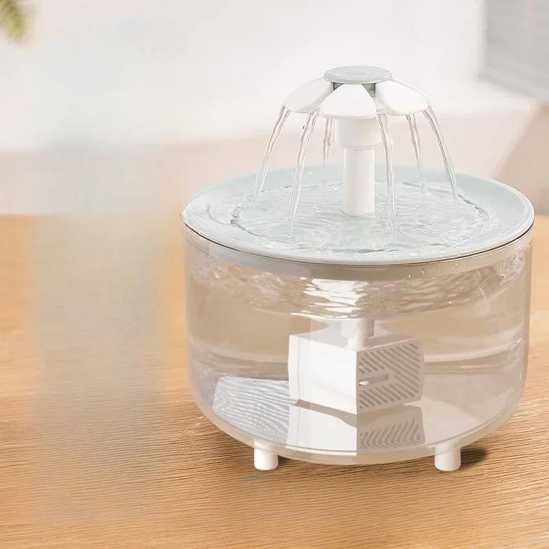 Pet water dispenser, cat silent water dispenser, automatic circulation, dog transparent petal water filter, power-off