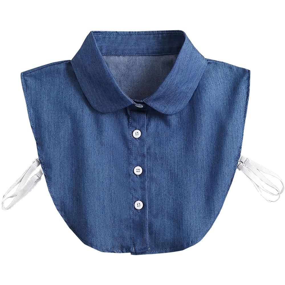 Adjustable Straps Denim Fake Collar Korean Style Turtleneck Fake Collar Retro Shirt Collar  Women