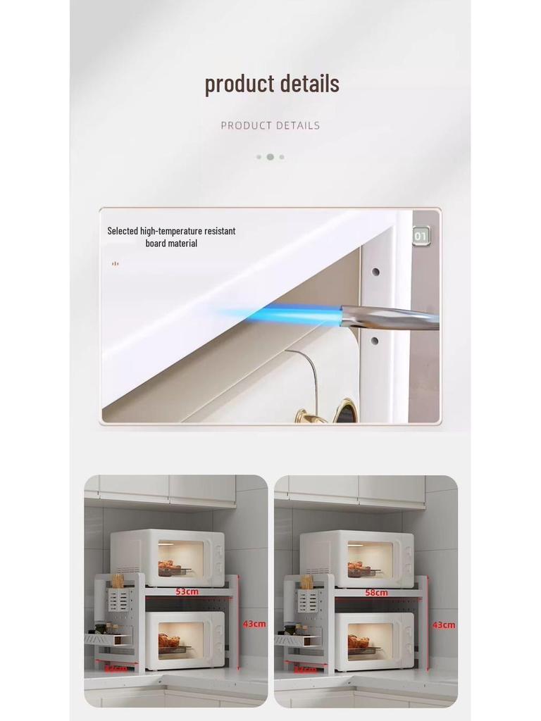 Suport expandabil cu două niveluri pentru cuptor cu microunde, stil crem, pentru blatul de bucătărie