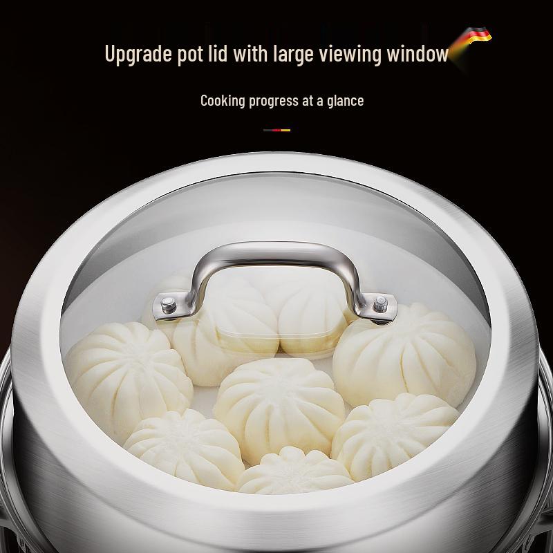 Huajida Stainless Steel Three-Layer Steamer Basket for Induction and Gas Stoves