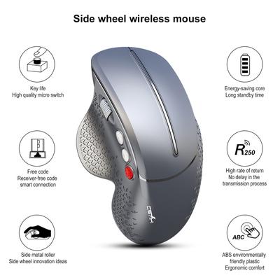 Wireless Vertical Mouse 2.4G Ergonomic Vertical Gaming Mouse 6Button Design Aluminum Alloy Side