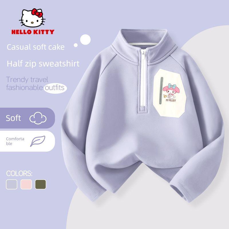 My Melody Clothing Girls  Sweatshirt 2025 New Model This Year s Popular Children s Fleece Top Big Kids Integrated Fleece Children s Clothing Silicone Tip Companion for K-Purple 120 cm