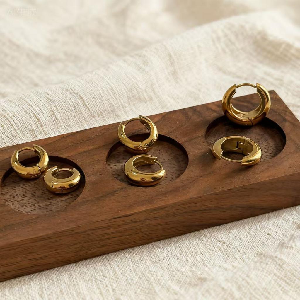 8/10/12mm Minimalist Tapered Stainless Steel Huggie Hoop Earrings For Women Gold Color Chunky Teardrop Unisex Korean Jewelry