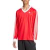 adidas Originals Adicolor Piqué Striped Pattern Polo Casual Sports Long Sleeve Football Shirt Men Tops Crimson IX5226
