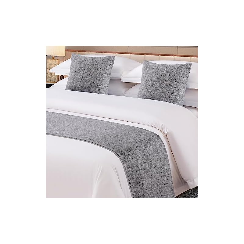 OSVINO Bed Runner Foot Throw - Stylish Plain Bed Throw for Home Use, Hotels, Vacation Rentals, Bedrooms, and All-Season Use (Light Gray, Includes 2