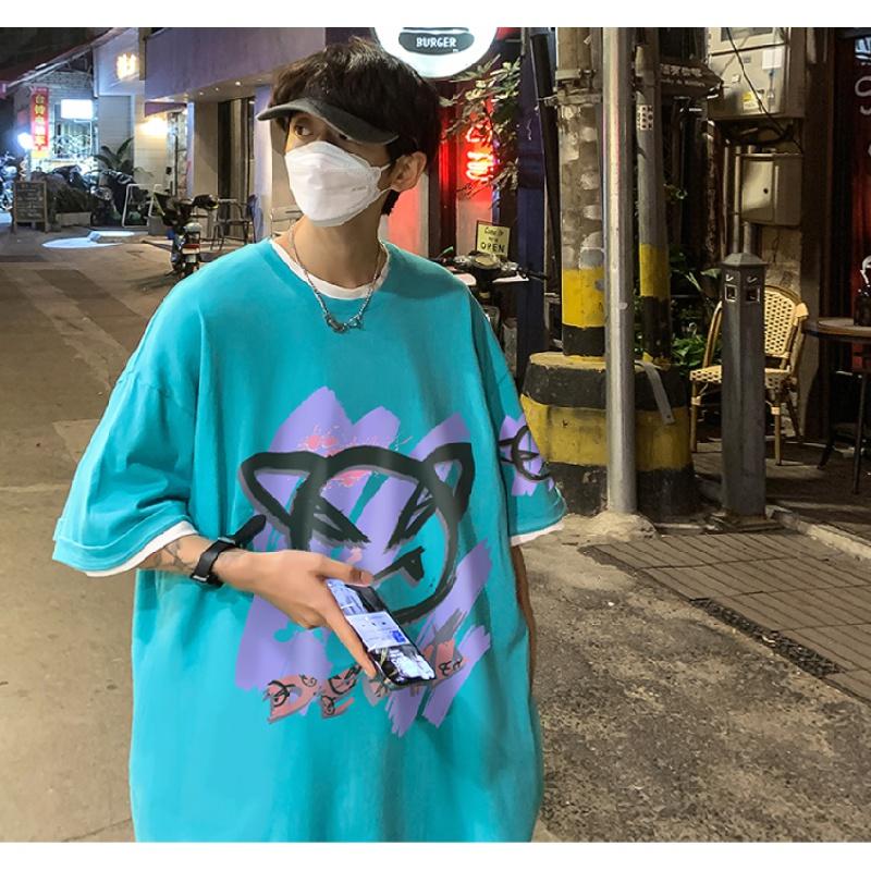 Męskie koszulki z krótkim rękawem list nadruk graficzny moda markowe koszulki dla mężczyzn odzież męska koszulka casual mężczyzna lato koreański Retro topy dla