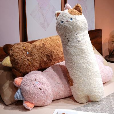 Langes Stofftierkissen Niedliches Schwein Capybara Kuschelkissen Flauschiges Katzenkissen Plüschtier zum Seitenschlafen und Sitzen Jungen Mädchen Weihnachtsgeschenk