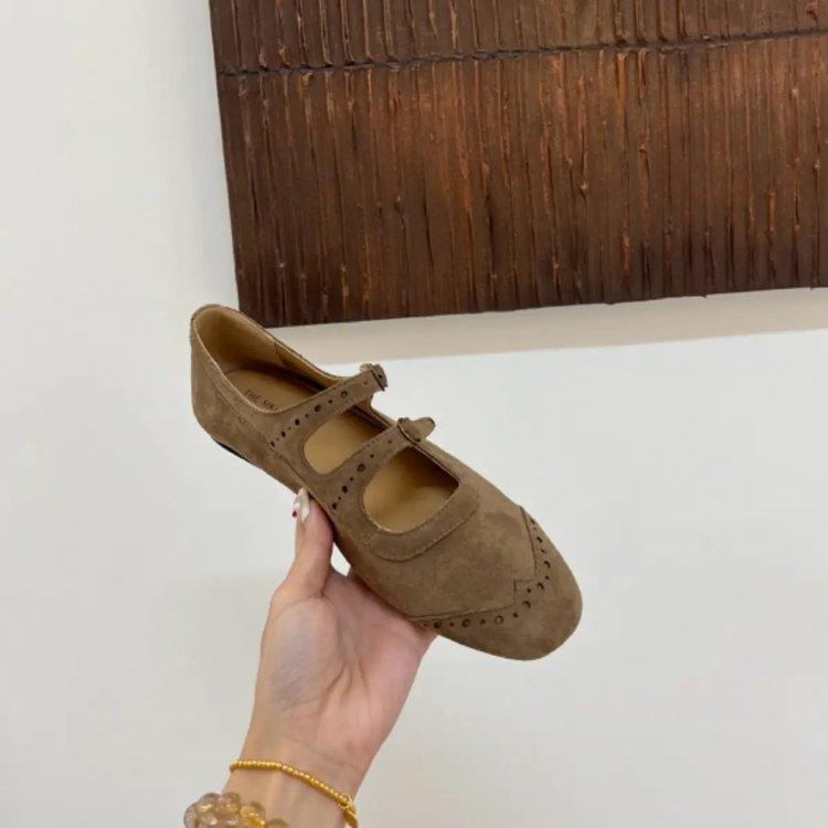 Retro brown square head Mary Jane shoes ballet shoes women's 2025 new Korean version French light mouth single shoes women's shoes