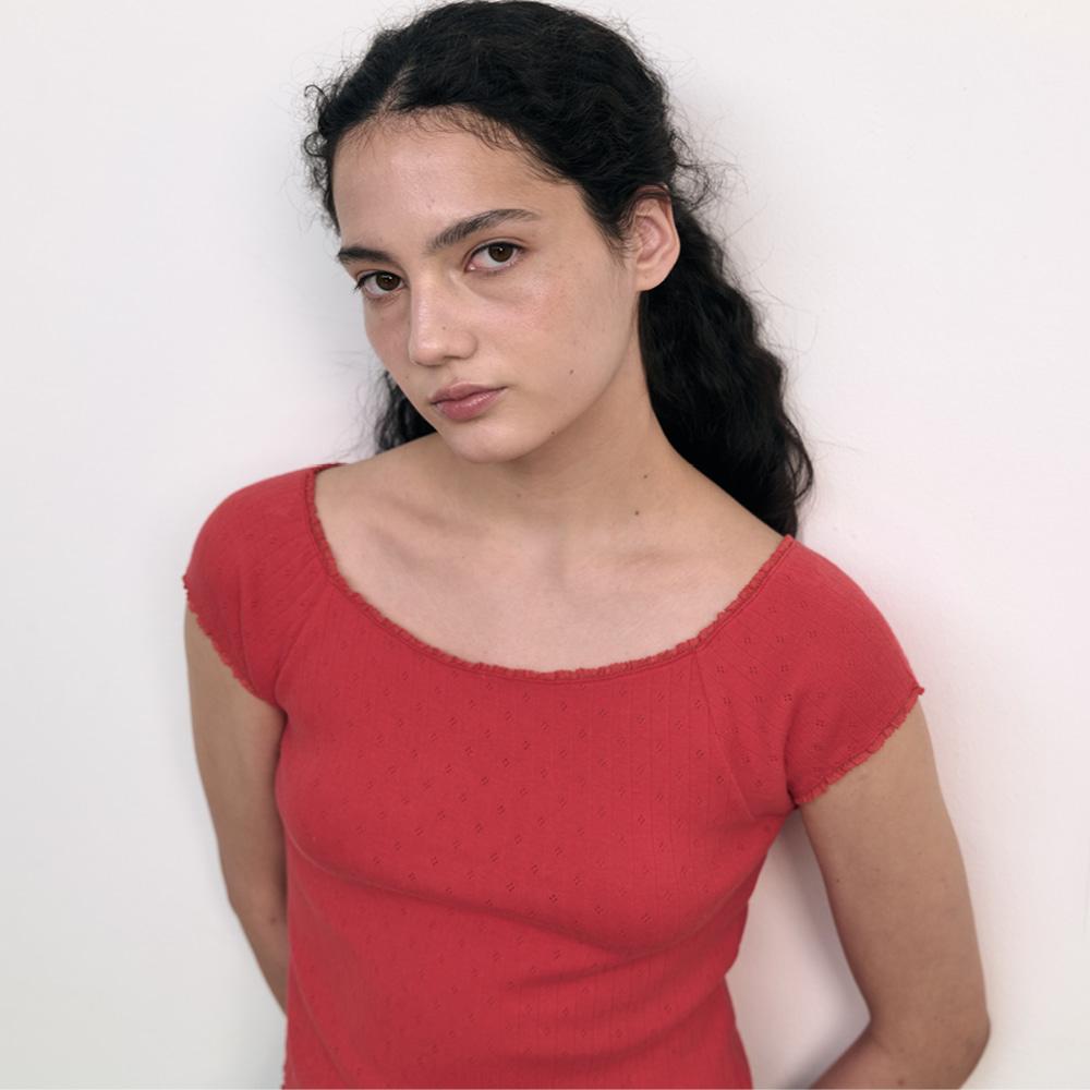 Gbh Apparel Lace Square Neck Top / Red Free/Free