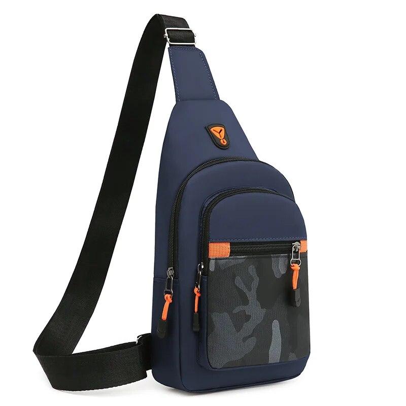 Hrudná taška Pánska Jednoramenná Crossbody taška Veľká kapacita Vonkajšie Športové Voľnočasové Módna Malá taška cez rameno Batoh Pánska modrá