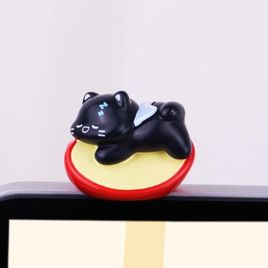 1/4 Stück Frucht Schwarze Katze Figur Computer Monitor Dekoration Cartoon Kätzchen Statue Skulptur Heim Büro Auto Armaturenbrett Ornament
