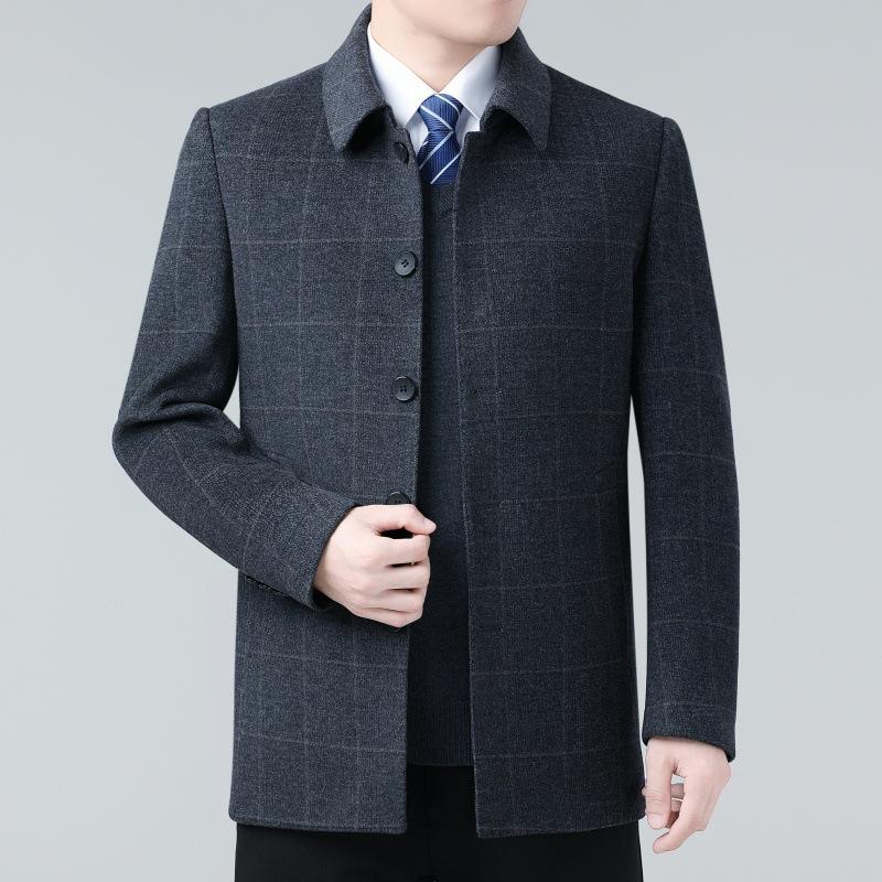 Winter Double-sided Cashmere Coat Men's Mid-Length Wool Thick Coat Versatile Down Liner Dad Outerwear