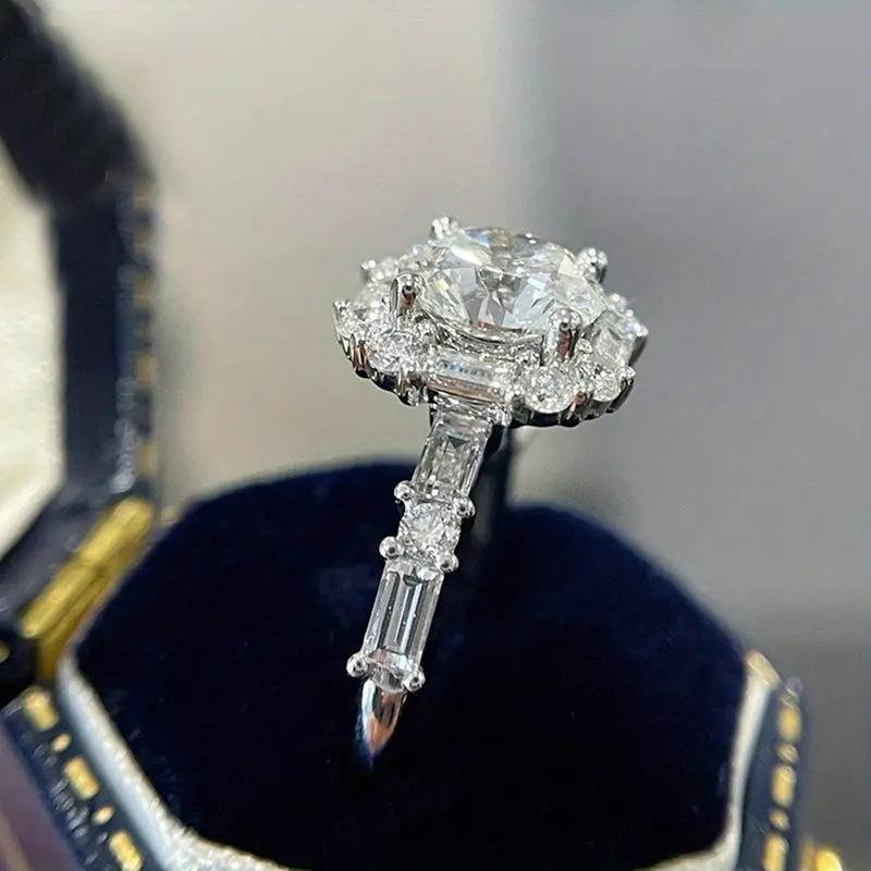 Luxurious, Classic, Trendy, Dazzling, Fashionable Wedding Jewelry For Women, Set With Square Sparkling Zircon Rings For Women 10