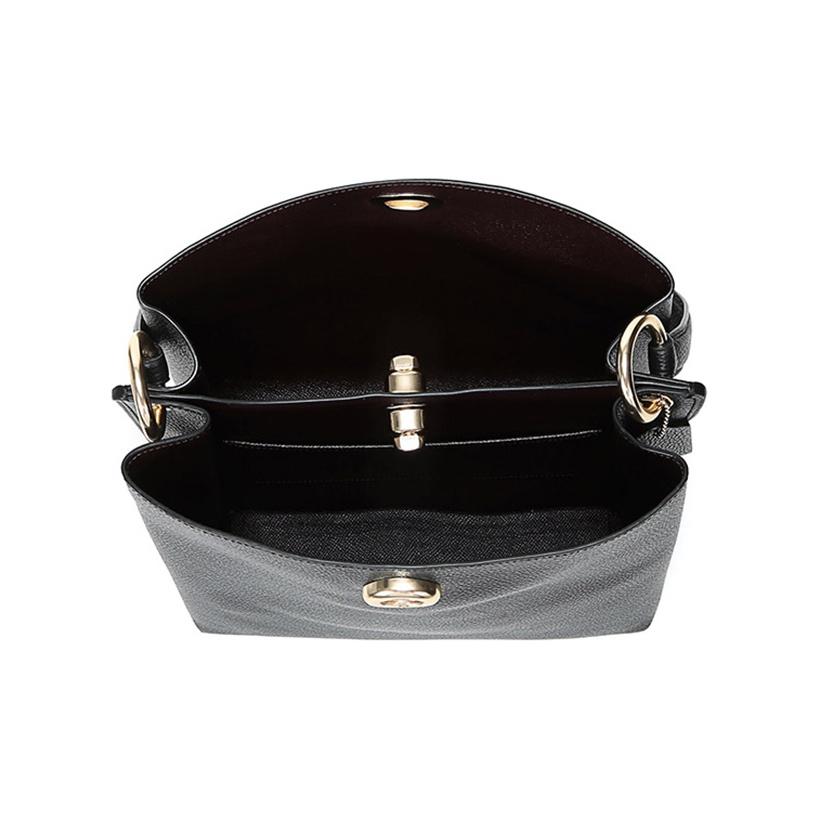 Coach Charlie 26 Unifarbene Magnetverschluss Leder Eimer Tasche Damen Taschen Schwarz 55200-GDBLK