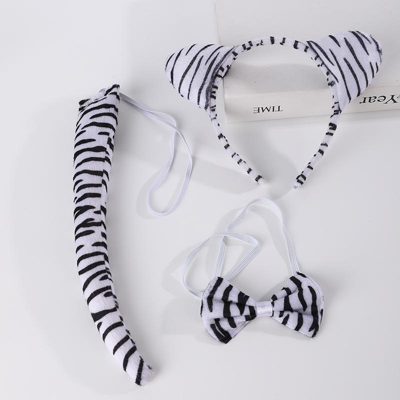 Halloween Animal Headband Dalmatian Cow Tiger Frog Panda Giraffe Zodiac Dress Up 3 Piece Set