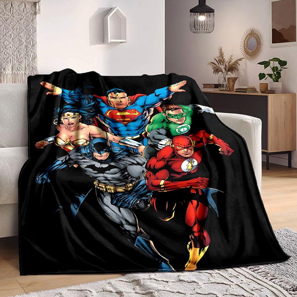 1pc Superman, Justice_League Blanket | Polyester Fiber, All-Season Comfort for Sofa, Bed, Office, Car, Camping yy251021151
