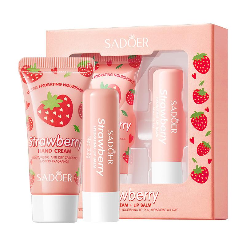 

Sadoer Strawberry Hand Cream And Lip Balm Set - Deeply Nourishing, A Winter Must-Have, Soft And Hydrating To Lock In Moisture