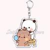 Cute Bubu Dudu Love Keychains Couple Bear Panda Acrylic Keyring for Accessories Bag Pendant Key Chain Jewelry Fans Lovers Gifts