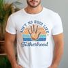 Vintage Fatherhood Shirt Retro Sunset Handprint Graphic Tee Heartfelt Father's Day Gift Mens C