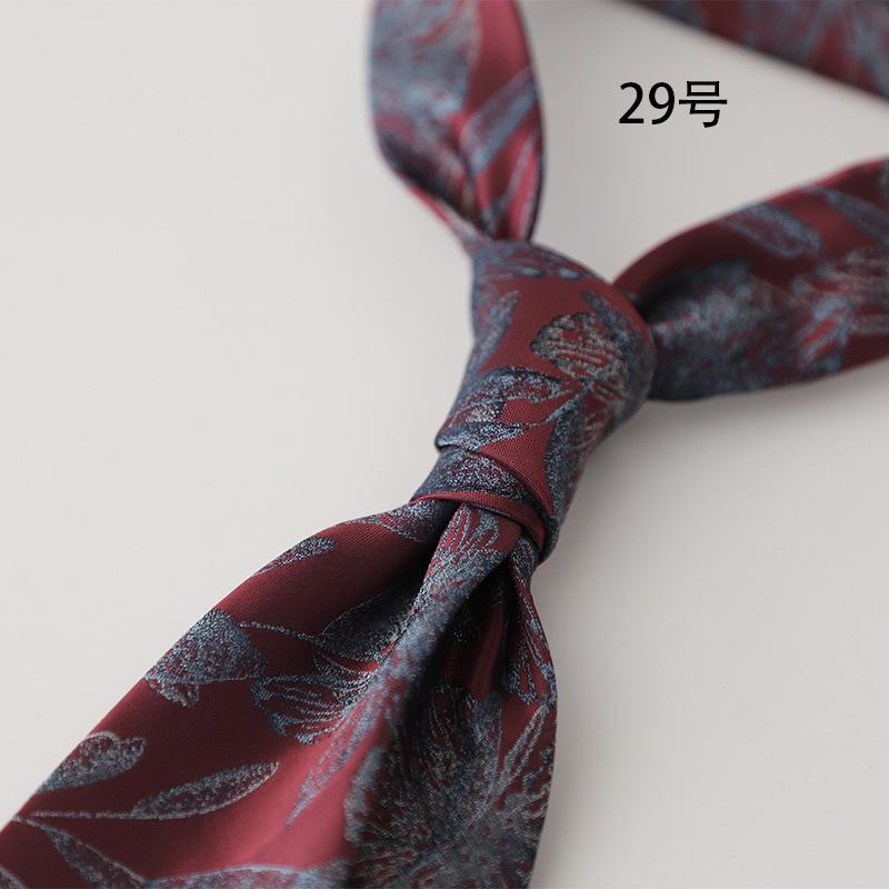 Retro Gentleman Style French 8Cm Men'S Tie, Dark Green Coffee Burgundy Stripe Occupation