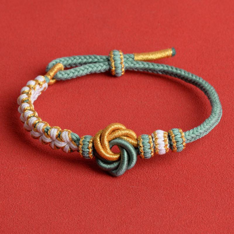Bracciale Mandala Nodo Chang Rosa Fatto a Mano - Portafortuna Fai da Te Accessorio Gioiello con Corda Intrecciata