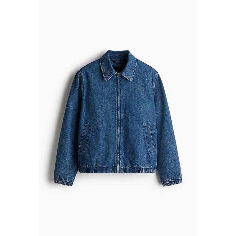 

HM Men s Clothing Jacket 2025 Autumn New Arrival Loose Zip Front Lapel Fashion Denim Jacket 1262246 Cowboy Blue 175/108