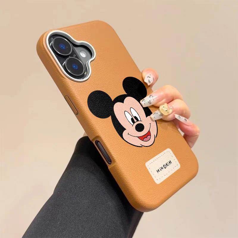 

Mickey Leather Texture Cartoon Phone Case for iPhone 12-16, with Photo Frame iPhone X