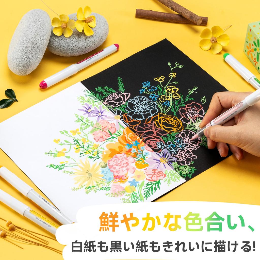 Ohuhu Acrylic Brush Acrylic Opaque Paint Markers for Storage Case and Japanese Instruction Manual Included Markers, Type, 24-Color Set, Direct-Ink