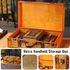 European Style Vintage Suitcase Lightweight Wooden Storage Box W/Handle Treasure Jewelry Chest Storage Case for Home Travel