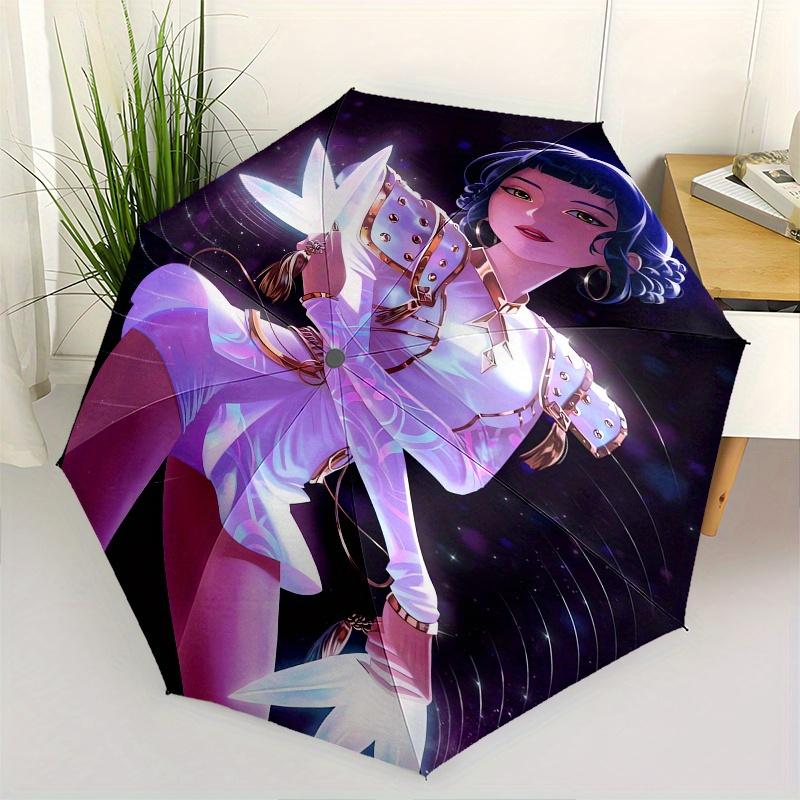 

KPop Demon Hunters Automatic opening and closing folding umbrella with 8-rib frame and compact travel design, perfect for all occasions | St