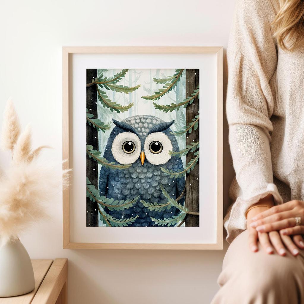 Plakat dla dziecka sowa las