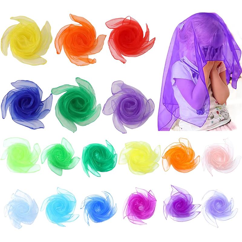 6pcs/lot Colorful Scarves Nylon Silk Children Sports Toys Dance Performance Outdoor Activity Exercise Multiplayer Games TMZ