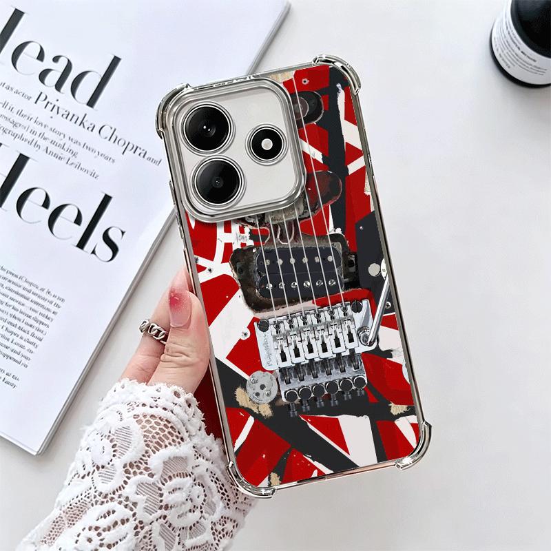 Eddie Van Halen Graphic Guitar Plating Phone Case For Xiaomi Redmi Note 14 15 Pro Plus 13 12 11 11S 11T 10 9S 9 5G Anti-Fall Air