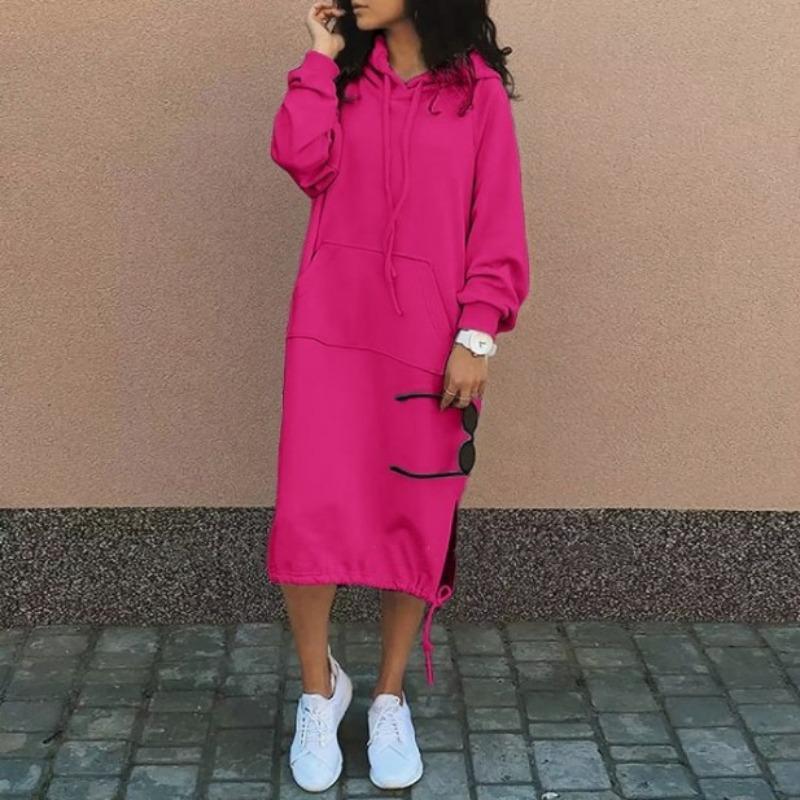 Women's Fashionable Casual Solid-color Printed Long-sleeved Hooded Jacket