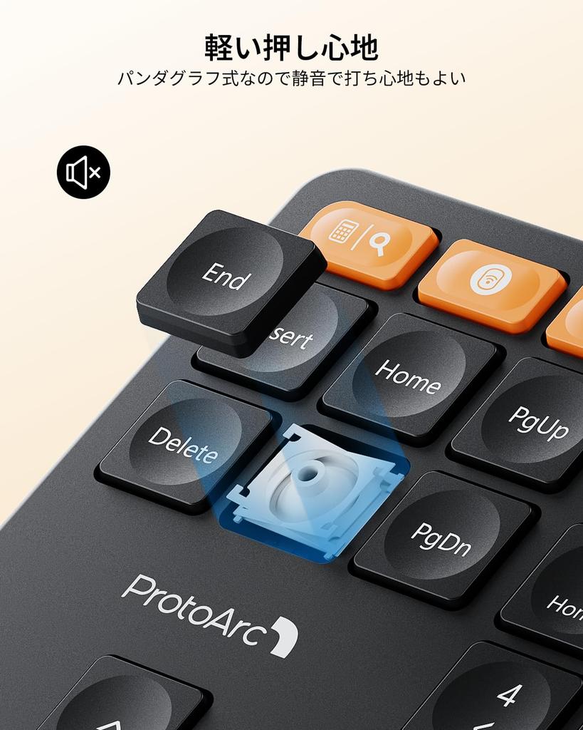 ProtoArc EK04 N Wireless Numeric Keypad with Integrated Wrist Dual Device 34 Compatible with and iOS Bluetooth/2.4GHz Connection, Rest, Connection,
