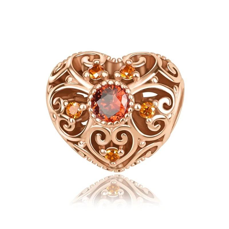 New Heart-Shaped Charms Copper Flower Forever Love Beads Fit Original Bracelets Necklace For Women Diy Jewelry Gift