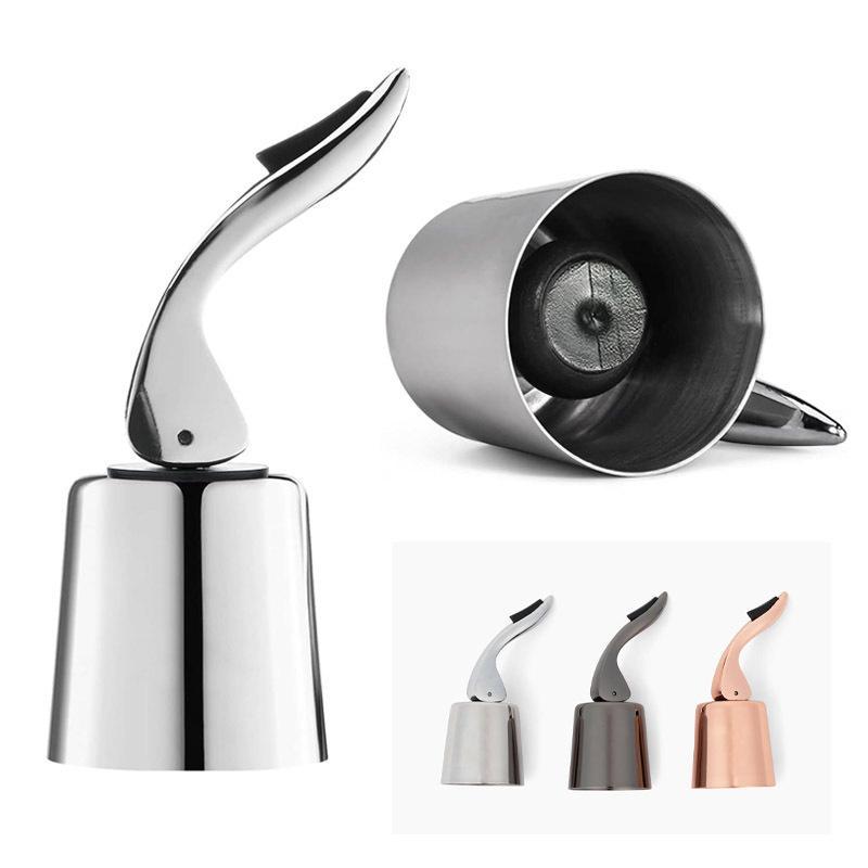 Wine Bottle Stopper Stainless Steel Eco Friendly Silicone Reusable Leak Proof Wine Sealer for Bar Kitchen Daily Use