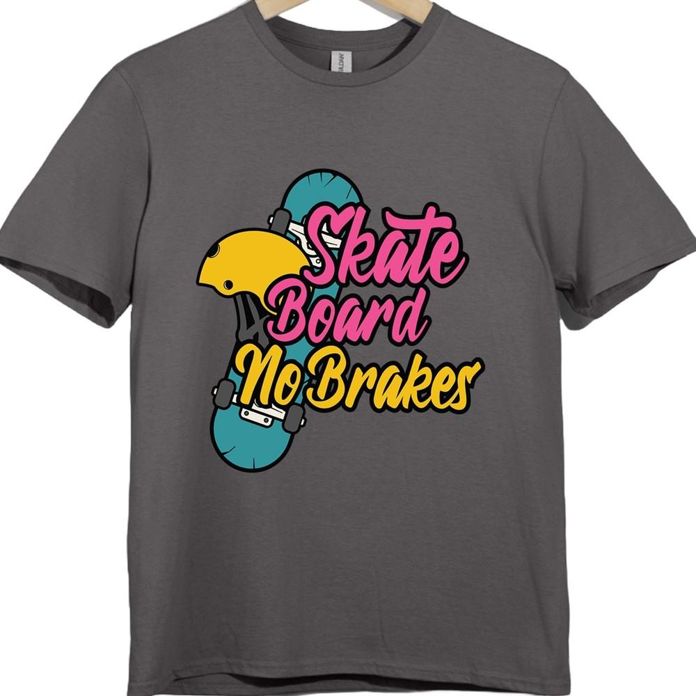 Skateboarding T Shirt Skater Graphic Tee No Brakes Streetwear Skateboard Top
