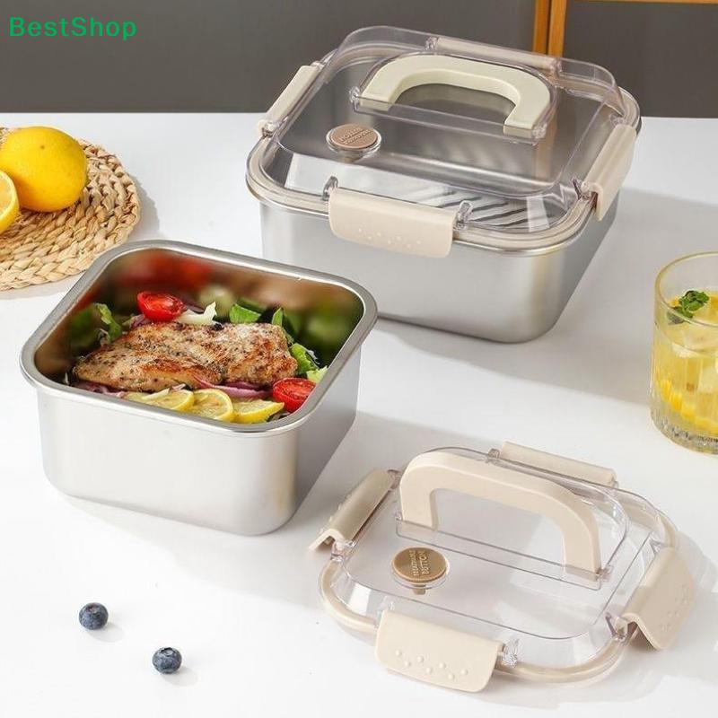 Stainless Steel Food Storage Containers with Airtight Lids, Leak-Proof Stackable Bento Boxes with Handles