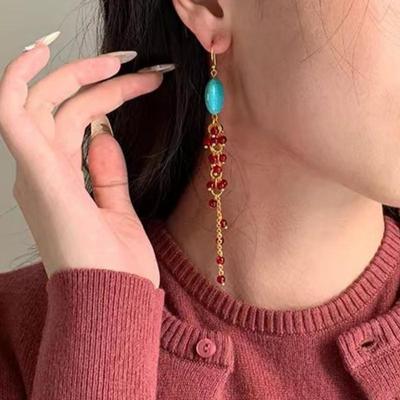 Oval Tassel Ear Hook Simple Light Luxury High-end Earrings Niche Fashion Exaggerated Personality Earrings Women