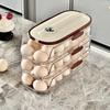 Automatic Rolling Egg Container Fridge Storage Box Food Grade BPA Free Transparent Stackable Fridge Organizer with Lid