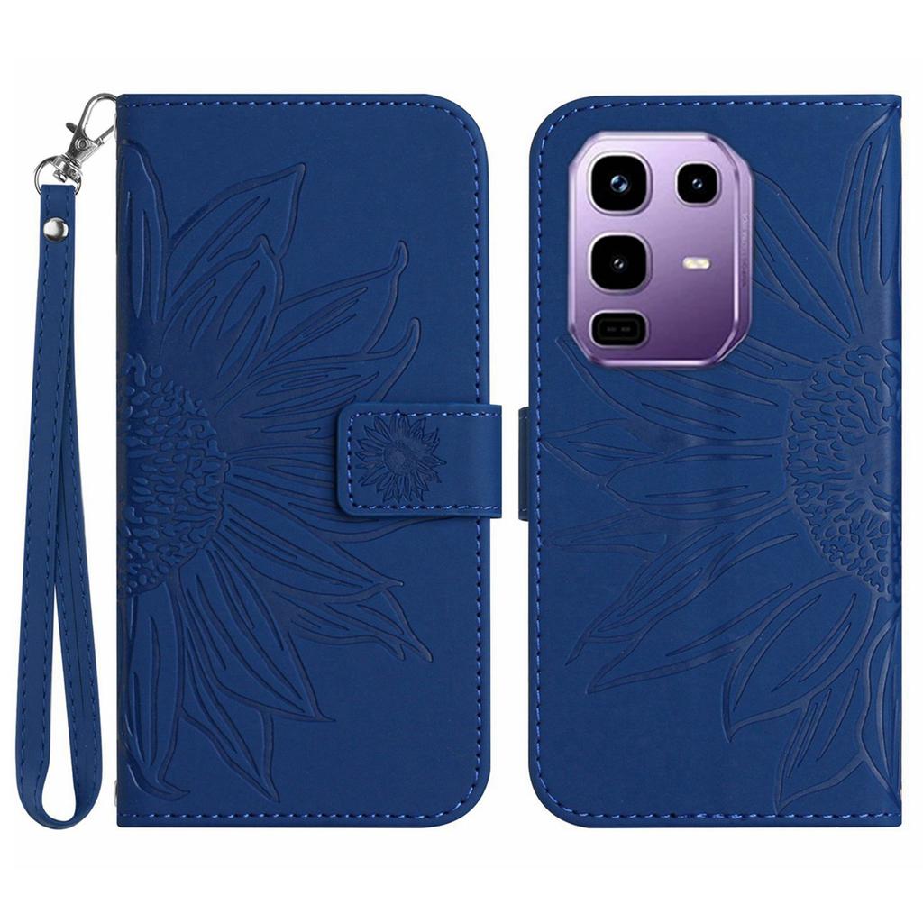 For Infinix Note 50 Pro 4G/50 4G Case Sunflower Imprint Leather Wallet Phone Cover with Wrist Strap