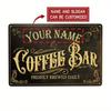 Custom Vintage Coffee Bar Metal Sign Personalized Name Wall Decor Home Cafe Ornament