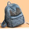 Zaino di Moda in Tessuto di Cotone Denim con Borchie Super Cool e Cerniera Solida per Donne 2026 Alta Qualità Grande Capacità Stile Designer Borsa da Scuola
